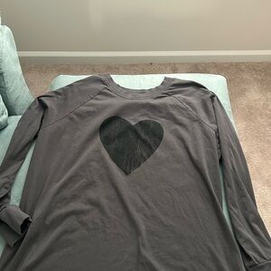 Torrid Gray Long Sleeve Tee with Black Heart